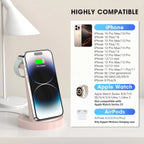 ETEPEHI Wireless Charging Station: 3 in 1 Wireless Charger Compatible for Iphone Iwatch Airpods -Pink