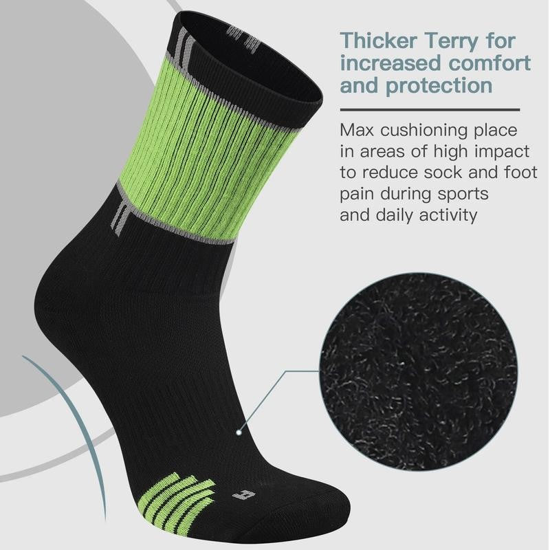 5 Pairs Men'S Hiking Walking Sock Breathable Crew Socks Size 10-13