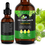 3-IN-1 Black Castor Oil with Amla & Black Seed Oil, 100% Pure & Natural, Hair Care & Skin Care, Organic Cold-Pressed, Cruelty-Free & Vegan, 2.02 Fl Oz