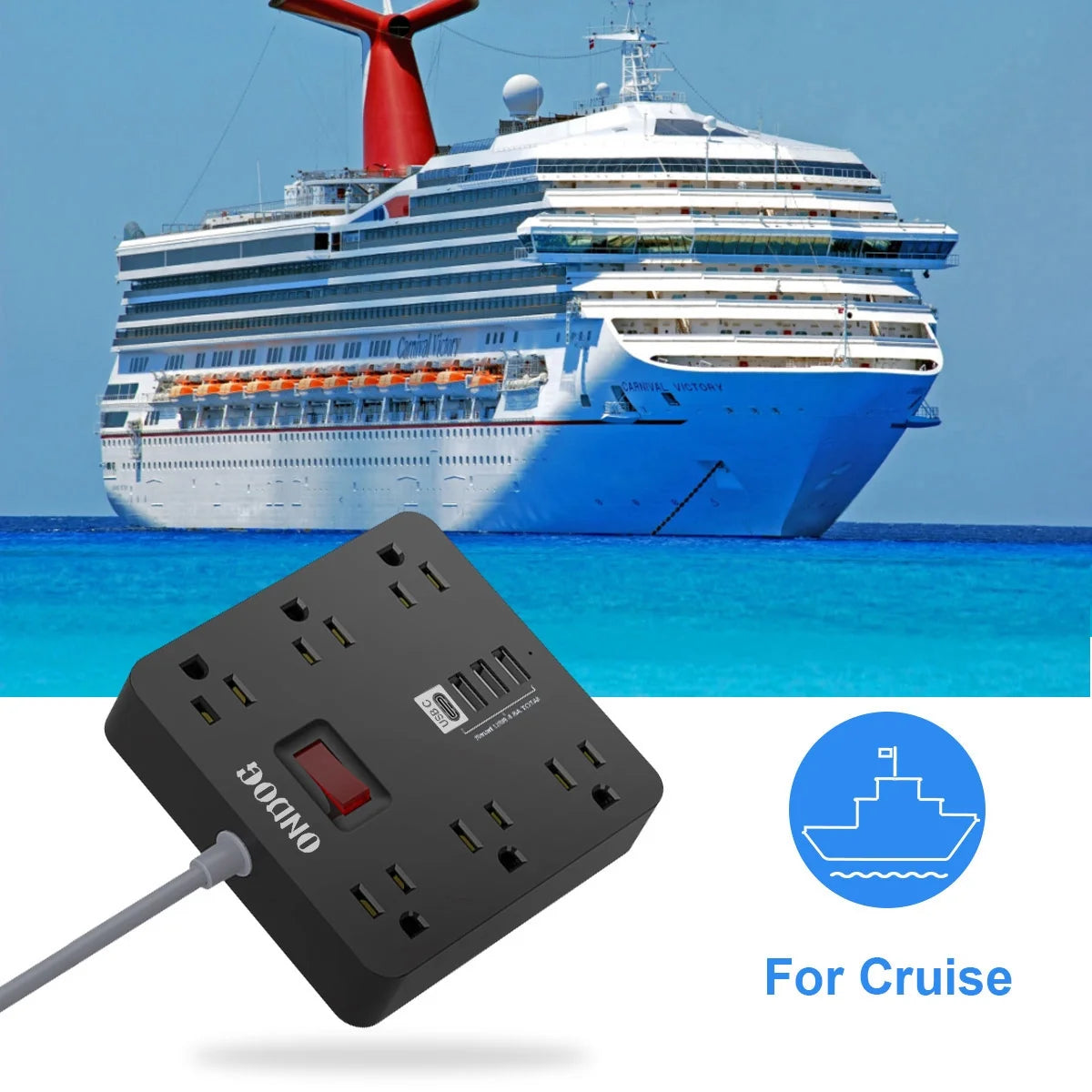 5Ft Extension Cord - 6 AC Outlets and 4 USB Charging Ports, Power Strip for Home