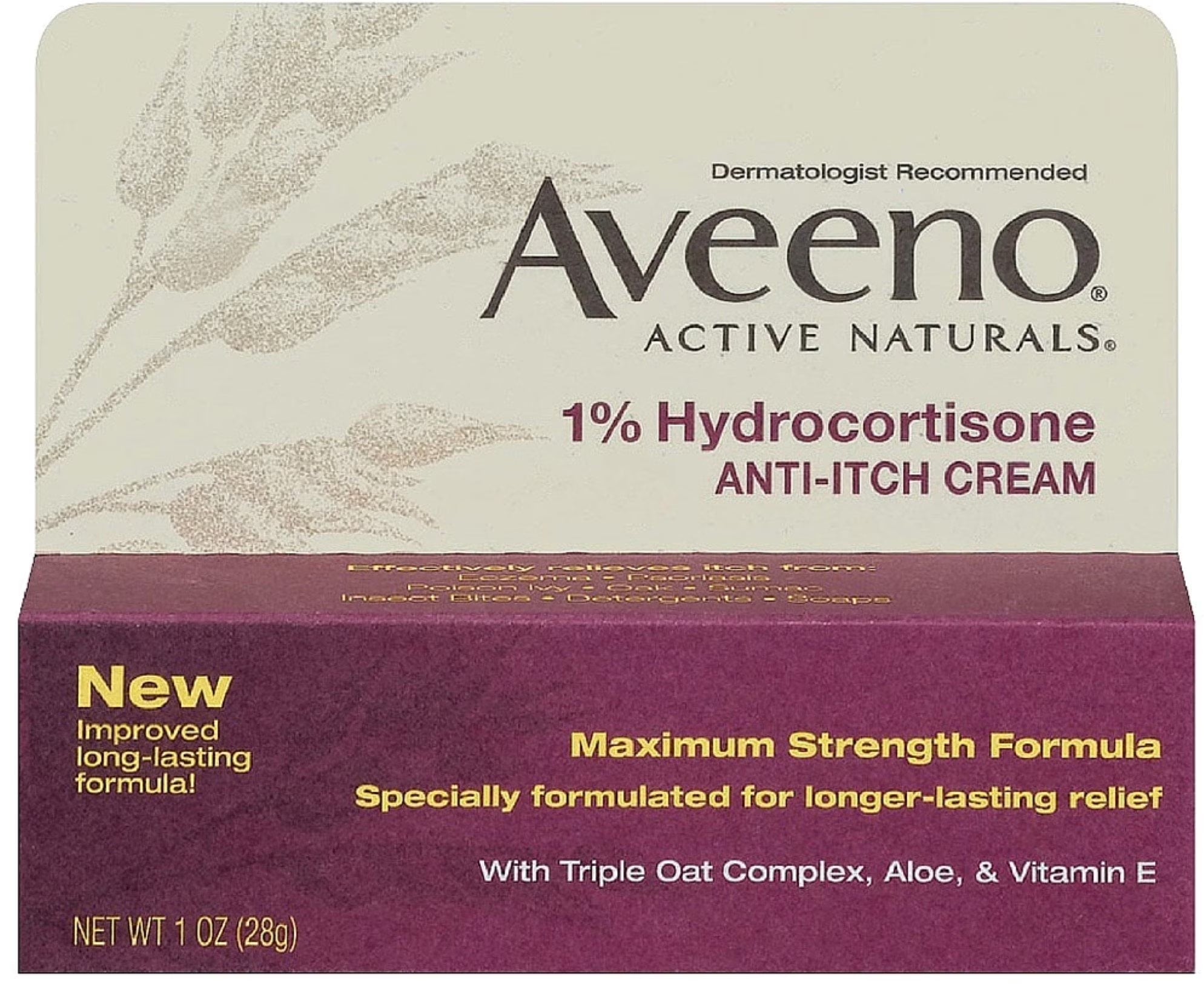 Aveeno 1% Hydrocortisone Anti, Itch Cream, Maximum Strength (Pack of 2)