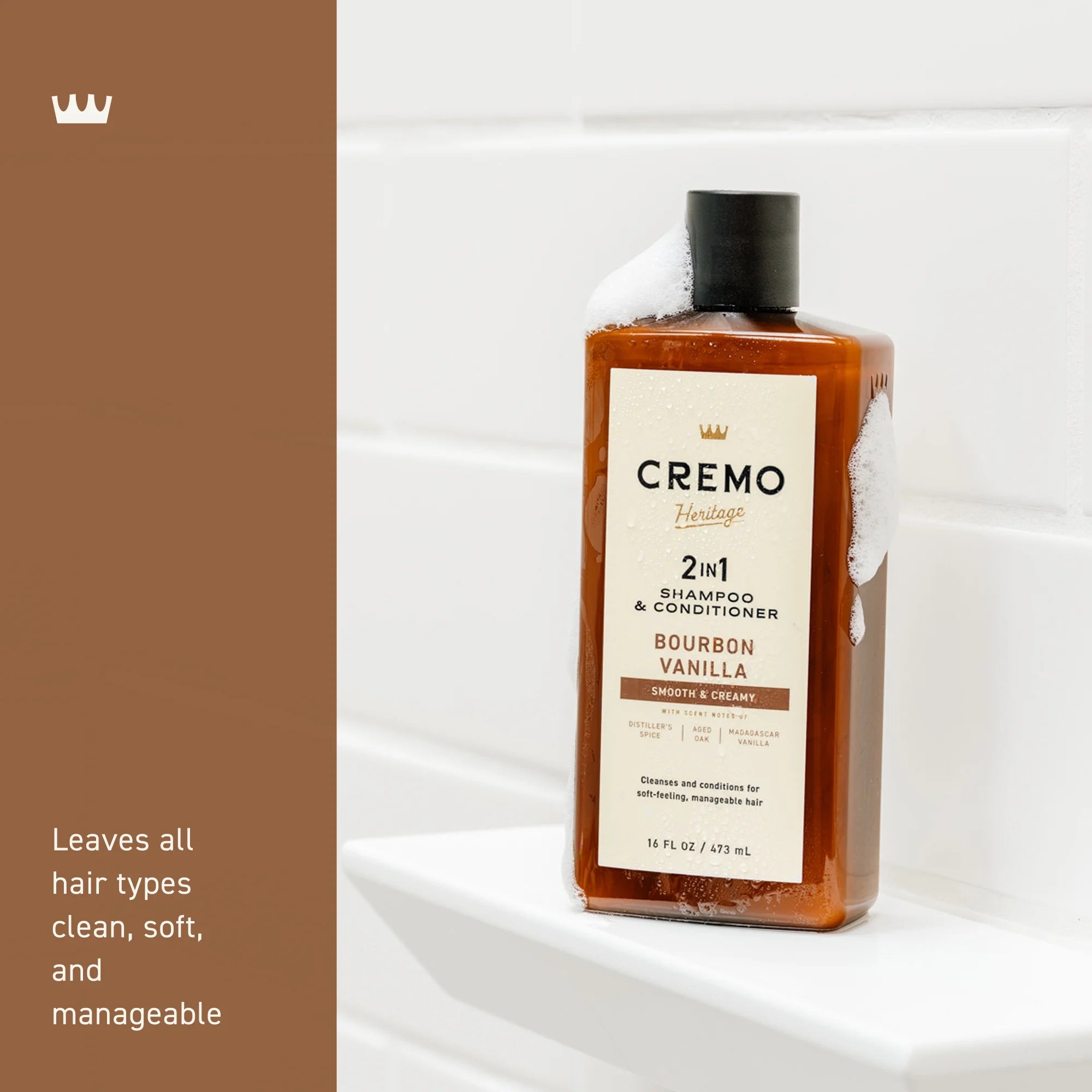2-In-1 Mens Shampoo & Conditioner, Bourbon Vanilla Scent, 16 Fl Oz, Cleanses & Moisturizes Hair