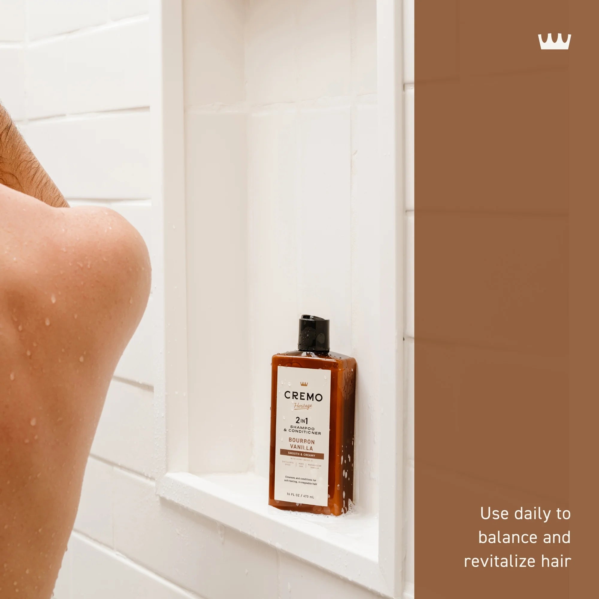 2-In-1 Mens Shampoo & Conditioner, Bourbon Vanilla Scent, 16 Fl Oz, Cleanses & Moisturizes Hair
