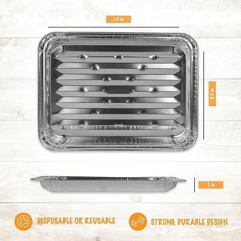 Aluminum Foil Grill Pans 9” X 13” Disposable Aluminum Foil Pans, 10-Pack