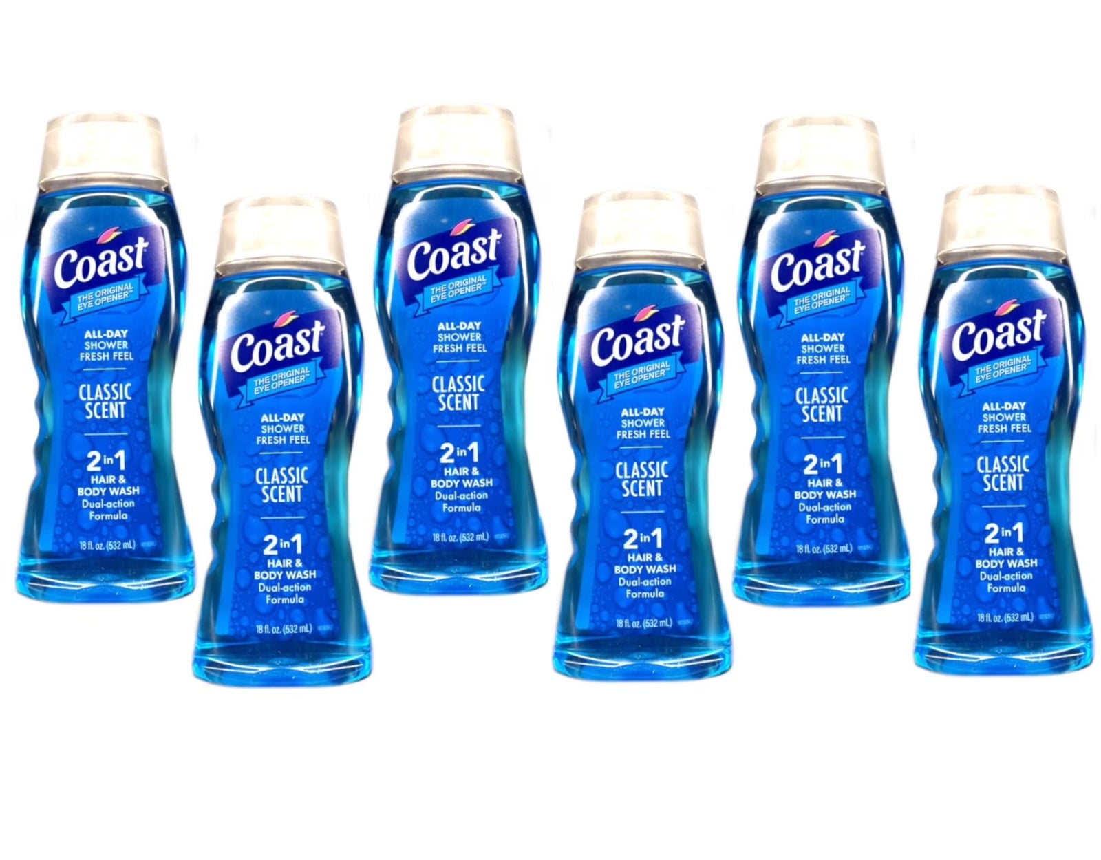 CARE 2 in 1 Hair & Body Wash Classic Scent 18OZ (PACK of 6) - All Day Shower Fre