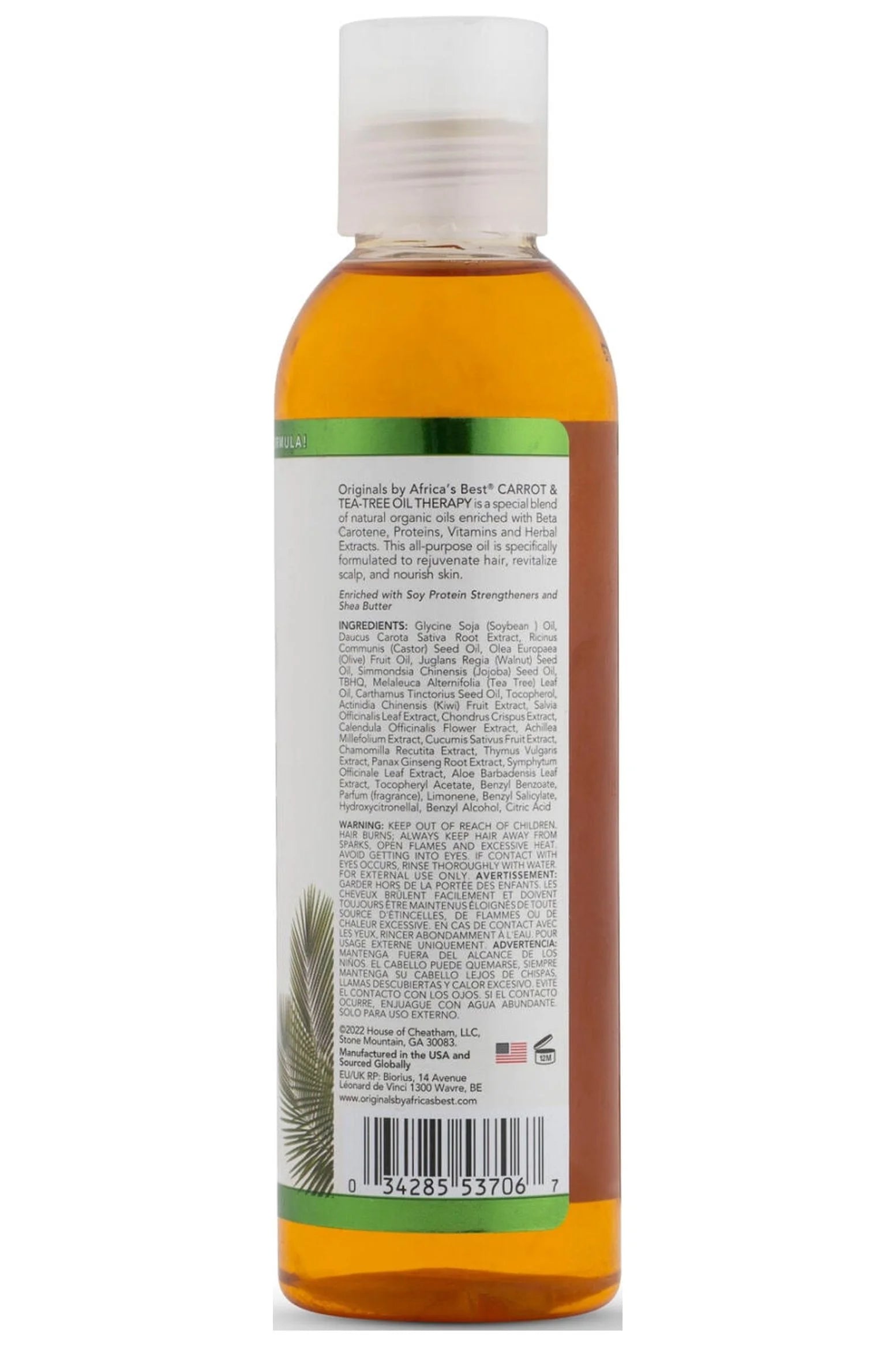 Originals by Africa’S Best Carrot & Tea Tree Oil Therapy for Dry Hair and Skin, 6 Fl Oz, Moisturizing, Unisex,