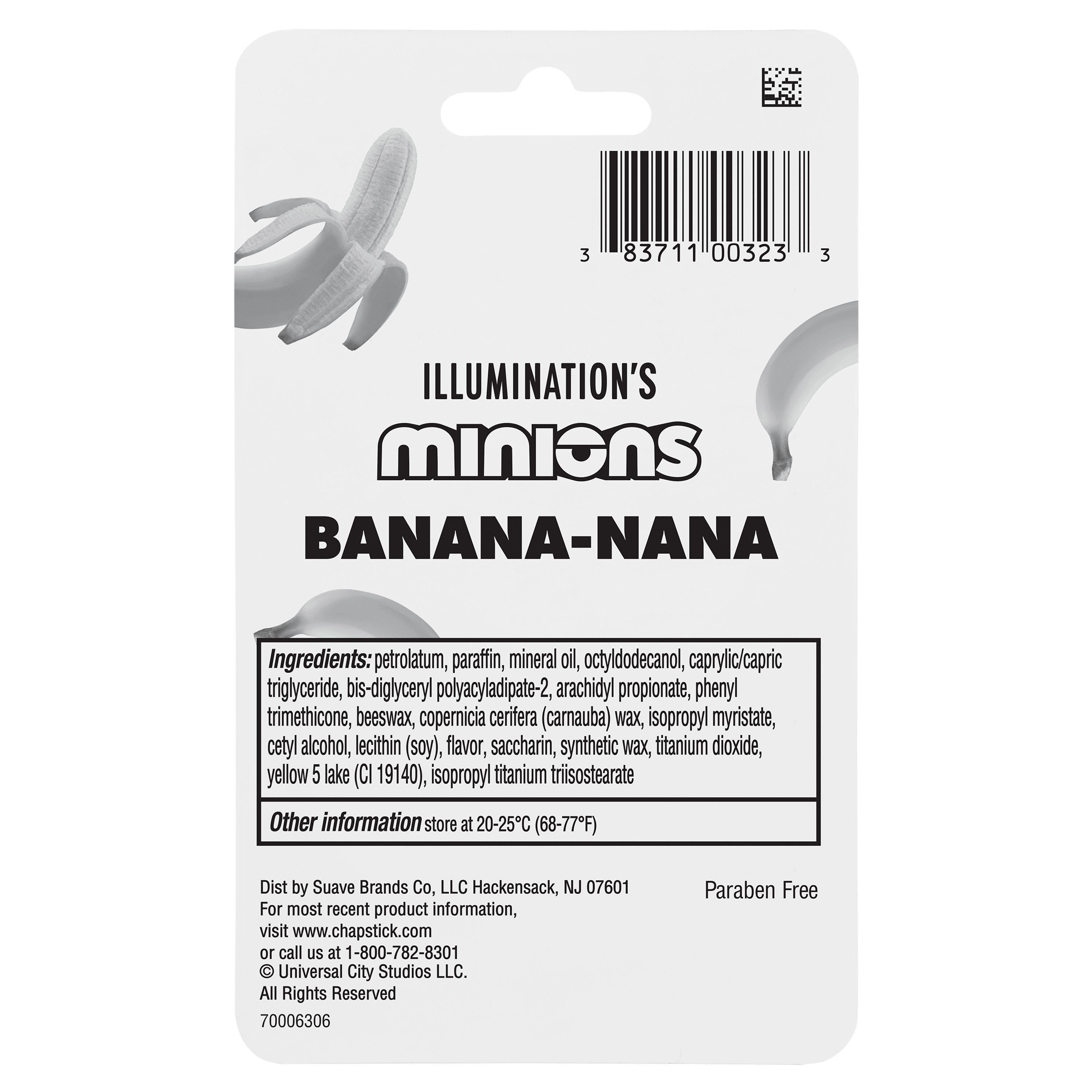 Chapstick Minions Banana-Nana Lip Balm, Banana Flavor, Moisturizing Lip Care, 3 Pack