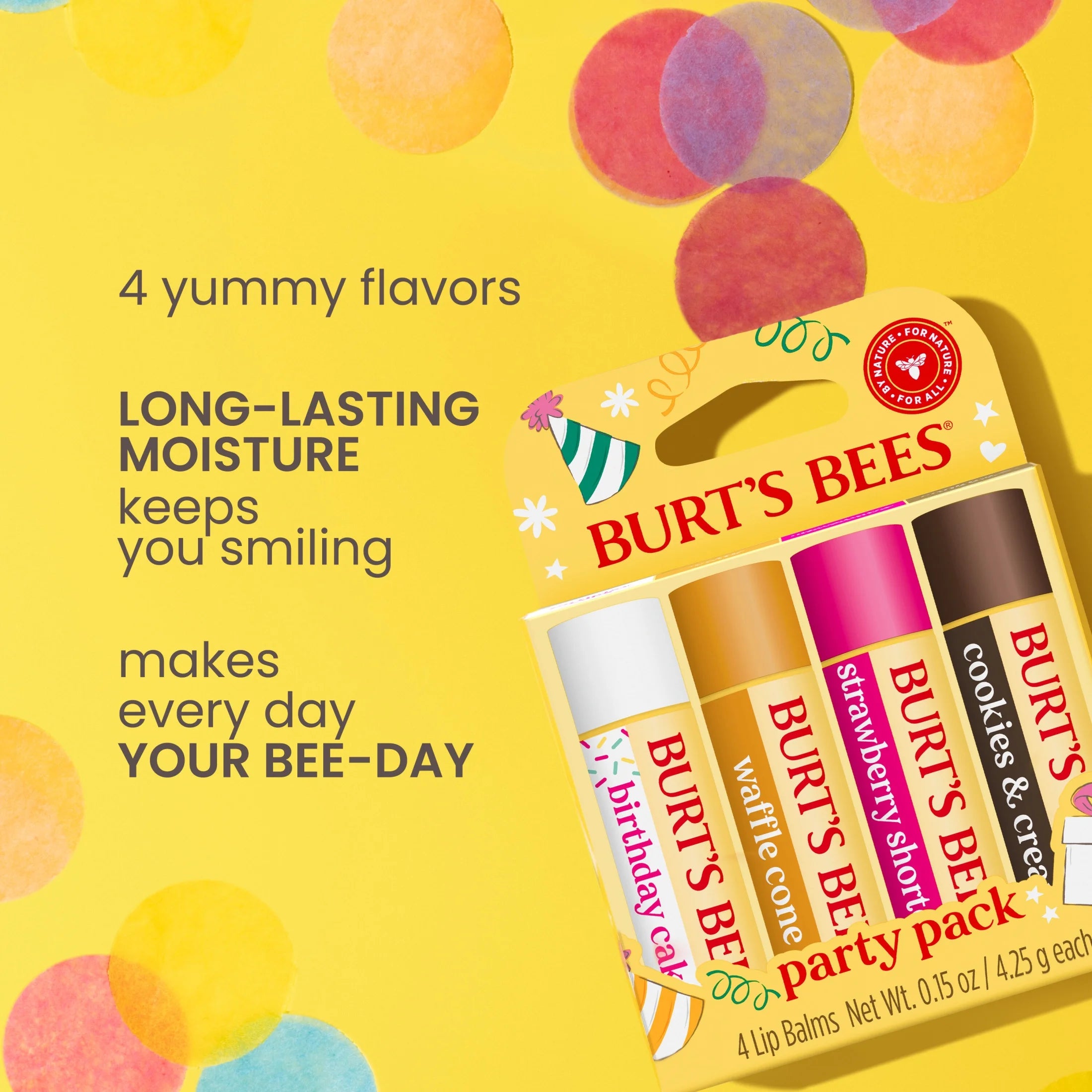 Burt'S Bees 100% Natural Origin Moisturizing Lip Balm, Birthday Cake, 4 Tubes