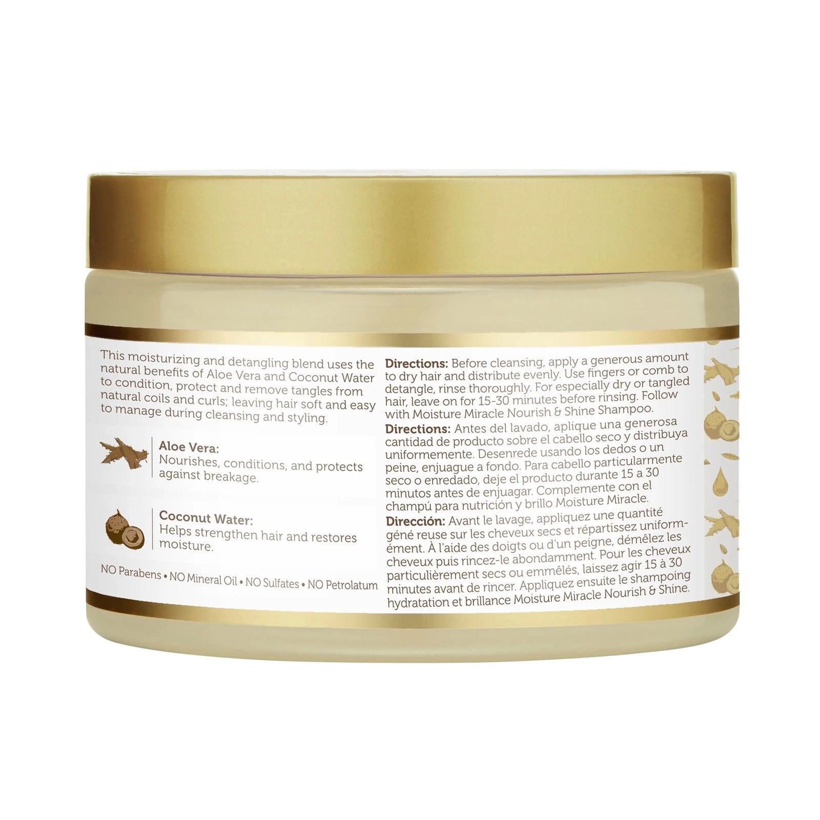 Aloe & Coconut Water Pre-Shampoo 12Oz., Coily, Curly, Moisturizing, Unisex