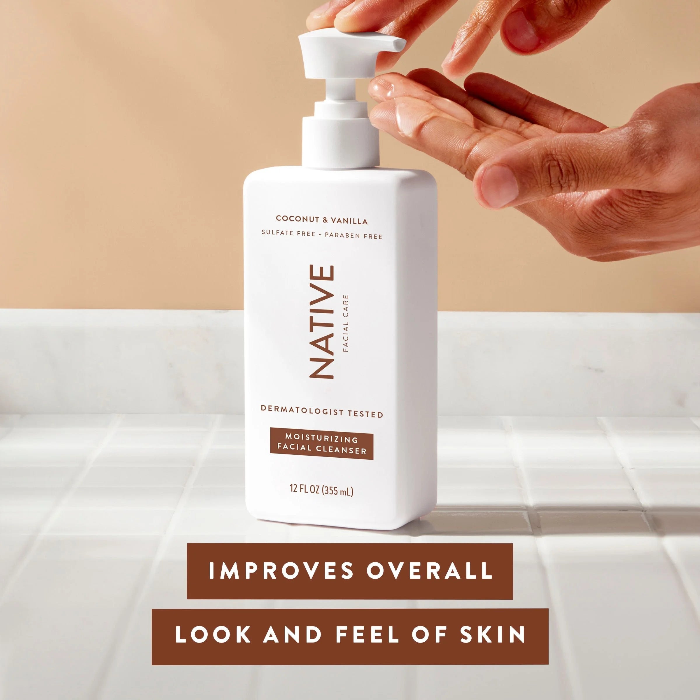 Native Moisturizing Facial Cleanser, Coconut & Vanilla, Sulfate Free, for All Skin Types, 12 Fl Oz