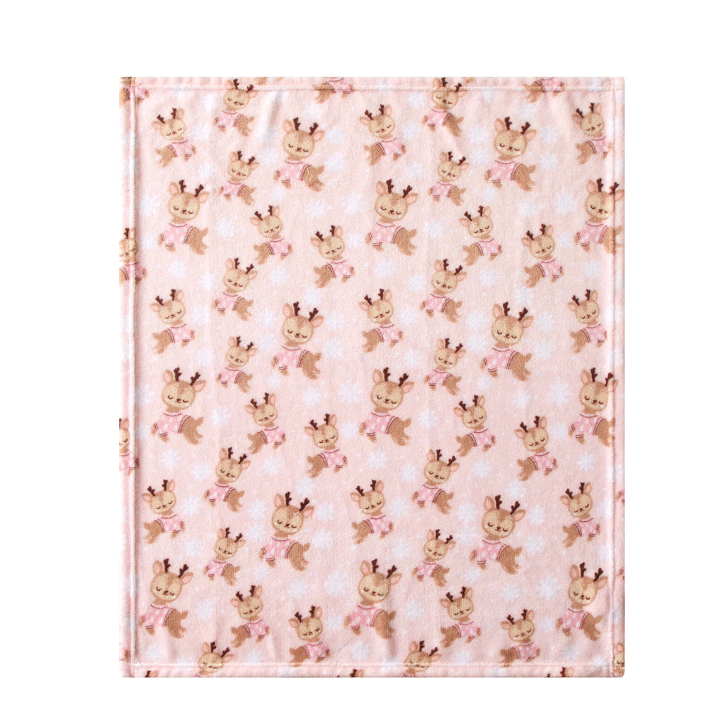 Parent'S Choice 30" X 36" Reindeer Plush Baby Blanket, Pink