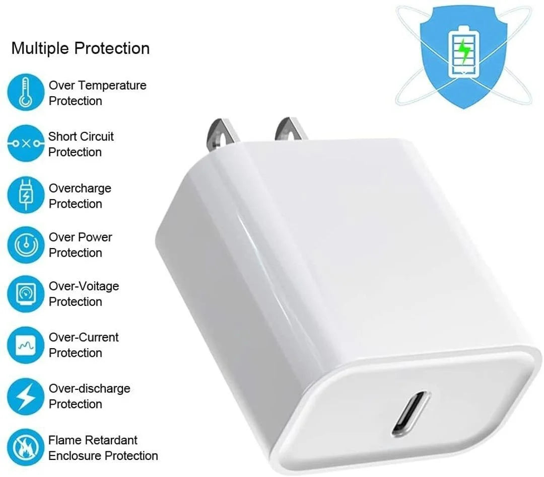 20W USB-C Fast Charger with Type-C Cable – Compatible with Iphone, Ipad & Android Devices