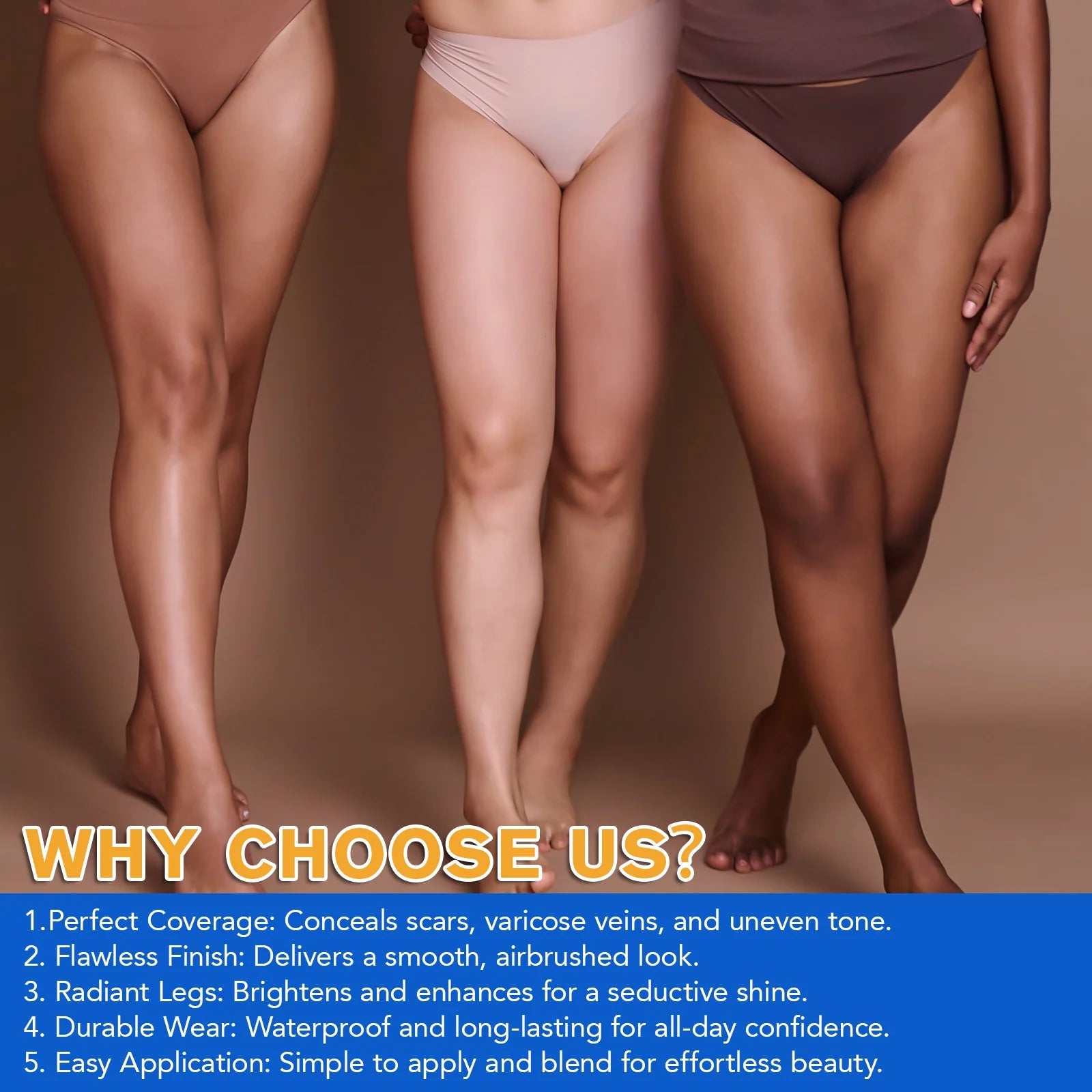 Airbrush Legs Lotion, Flawlessly Covers Leg Imperfections, Long Lasting & Waterproof Leg Makeup Cream,#2 Medium Glow