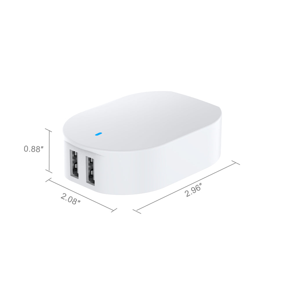 Onn 24W Dual USB-A Port Wall Charger with 3Ft USB-C to USB Cable, Foldable Plug, White - Compatible with Iphone 17/16/15 Series, Samsung Galaxy, Google Pixel, and More