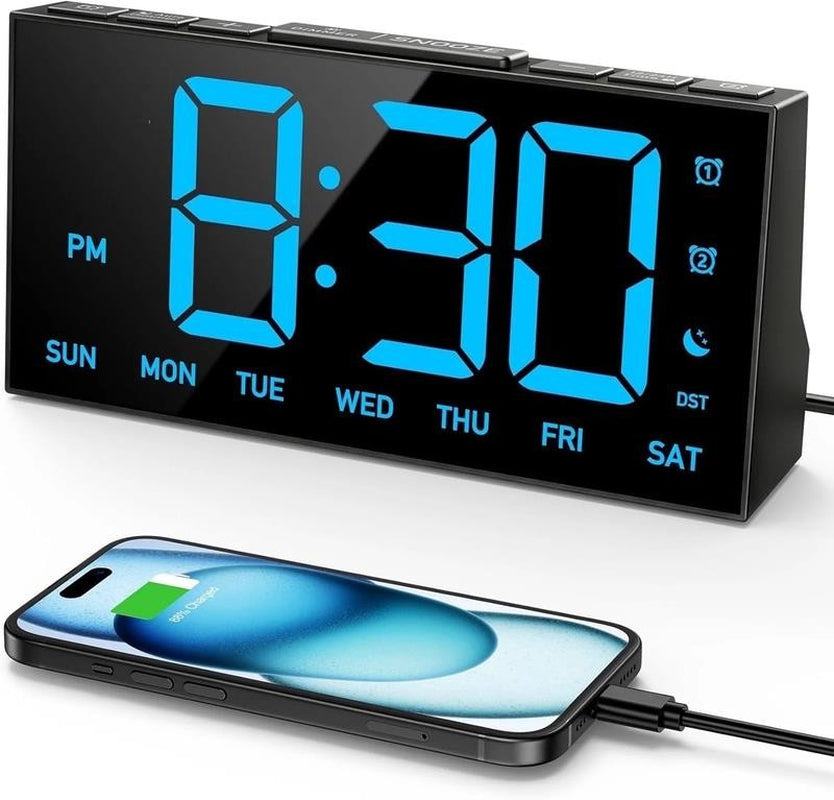 Alarm Clock for Heavy Sleepers, Digital Alarm Clock for Bedroom, Adjustable Brig