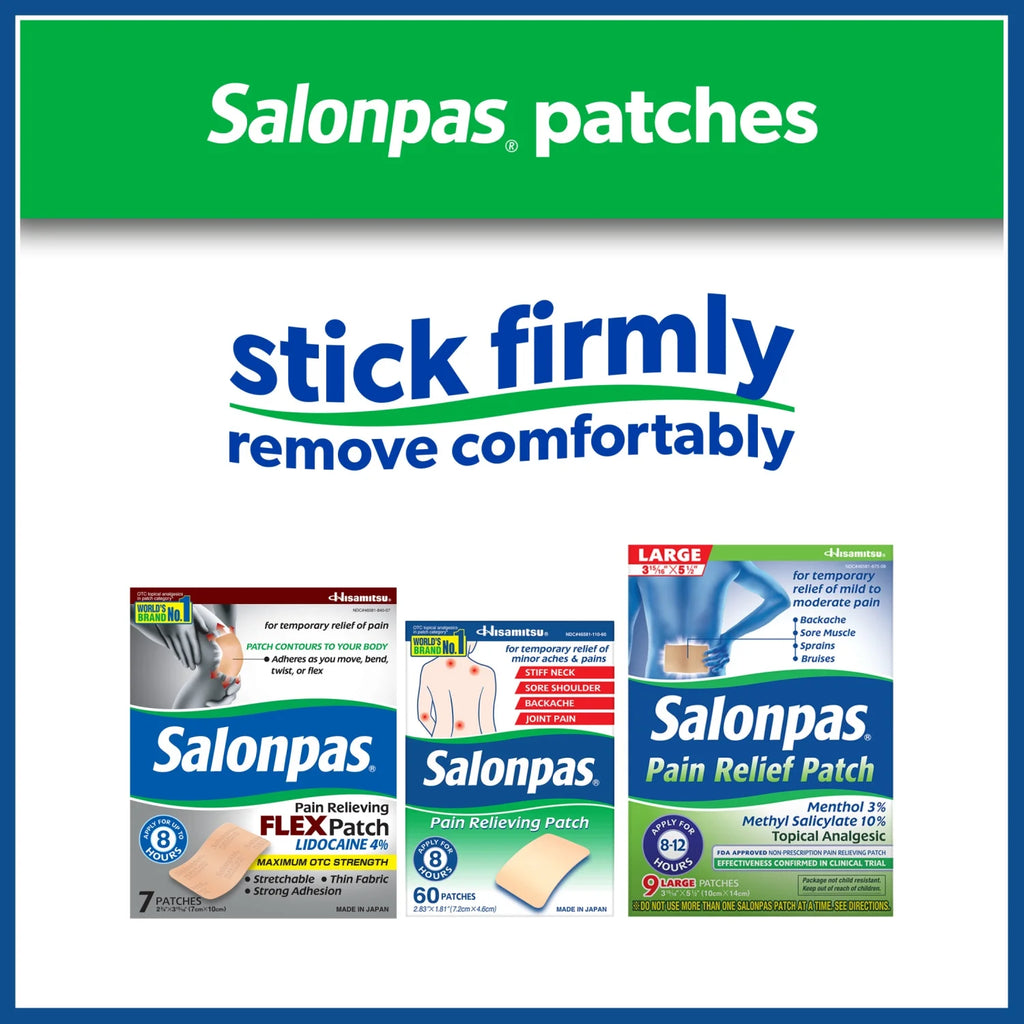 8 Hour Pain Relief Patch with Camphor 3.1% & Menthol 6% for Back & Muscles, 60 C