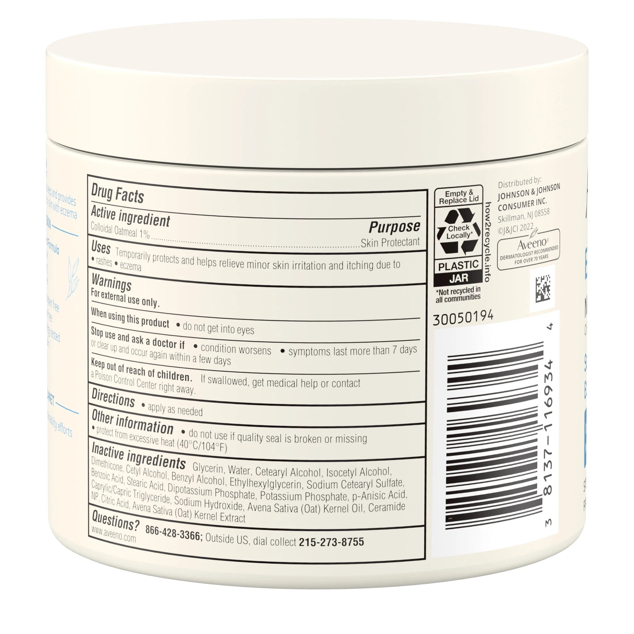 Aveeno Eczema Therapy Nighttime Itch Relief Balm, Fragrance-Free Eczema Cream, 11 Oz