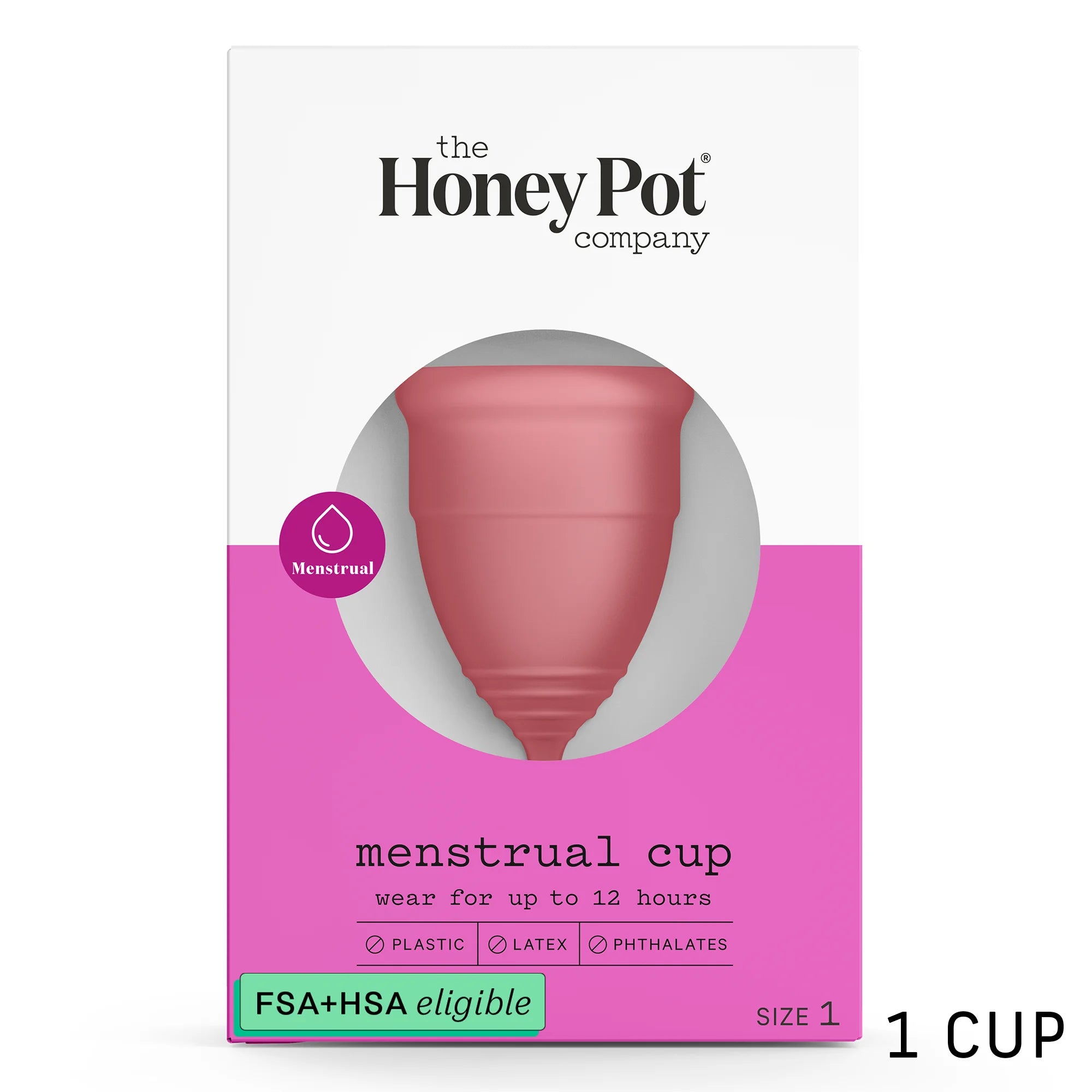 , Silicone Menstrual Cup, BPA Free, Size 1 for Light-Medium Flow, 1Ct