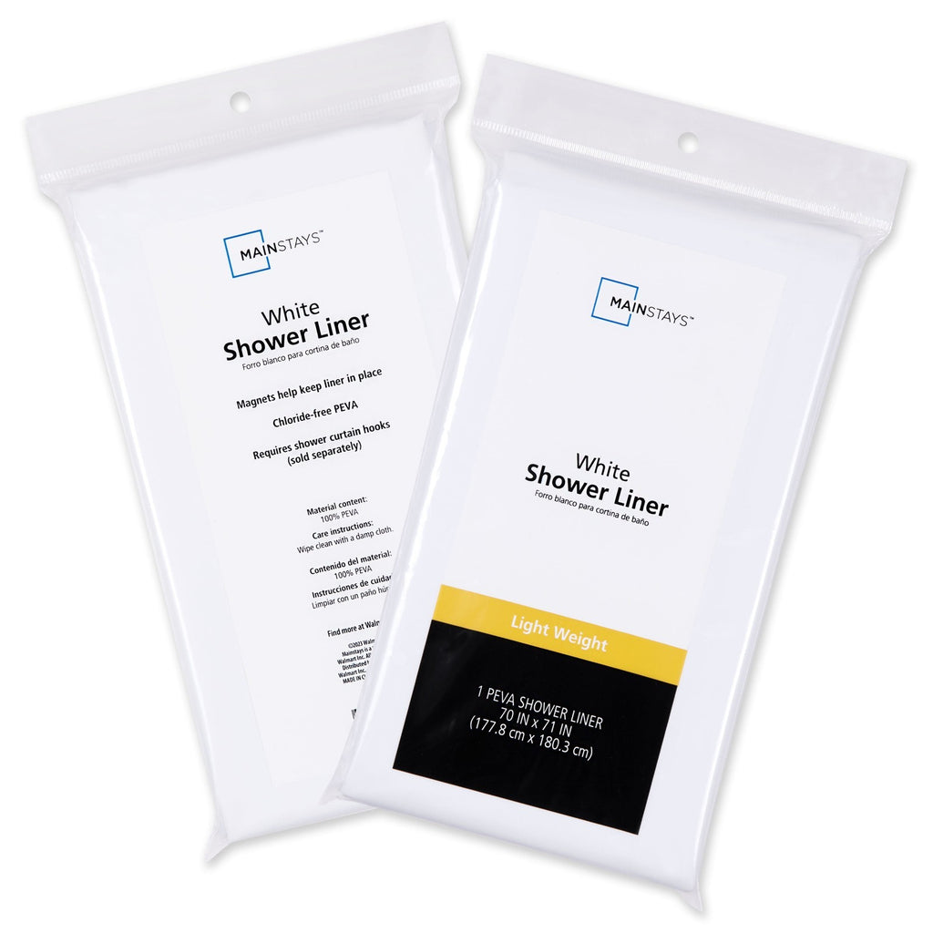(2 Pack) Light Weight PEVA Shower Curtain Liner, White