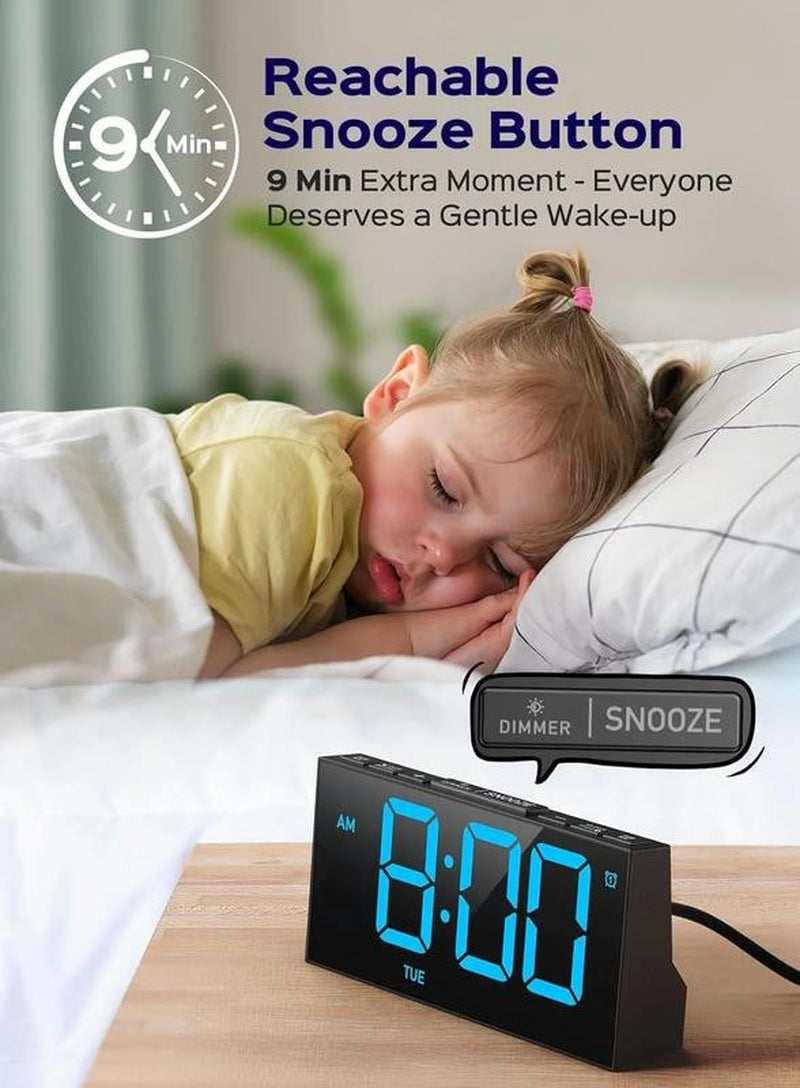 Alarm Clock for Heavy Sleepers, Digital Alarm Clock for Bedroom, Adjustable Brig