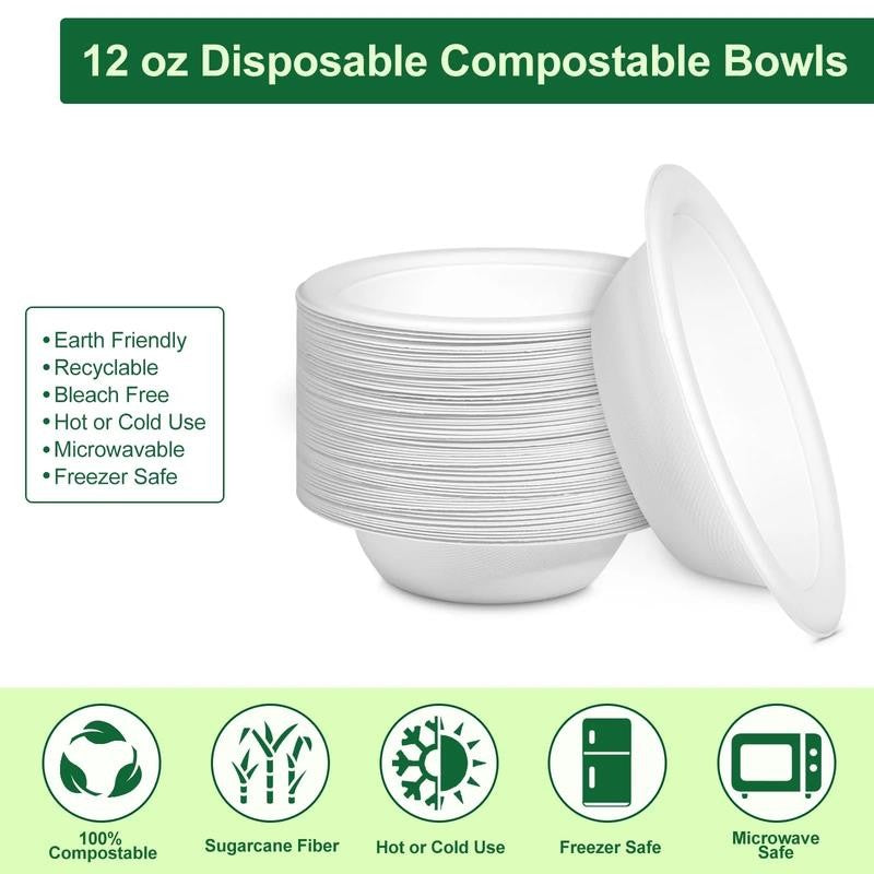 125 Pack 12Oz Paper Bowls Heavy-Duty,Dis
