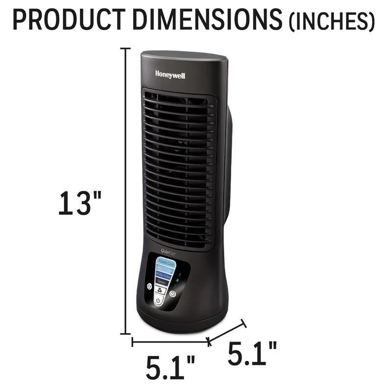 13" Black Quietset Oscillating Table Fan, 10Ft Air Circulation Power, 4 Speed, A