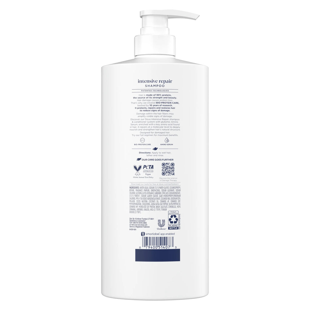 Dove Shampoo for Women Intensive Repair with Bio-Protein Care Technology and Amino Serum, 28 Oz