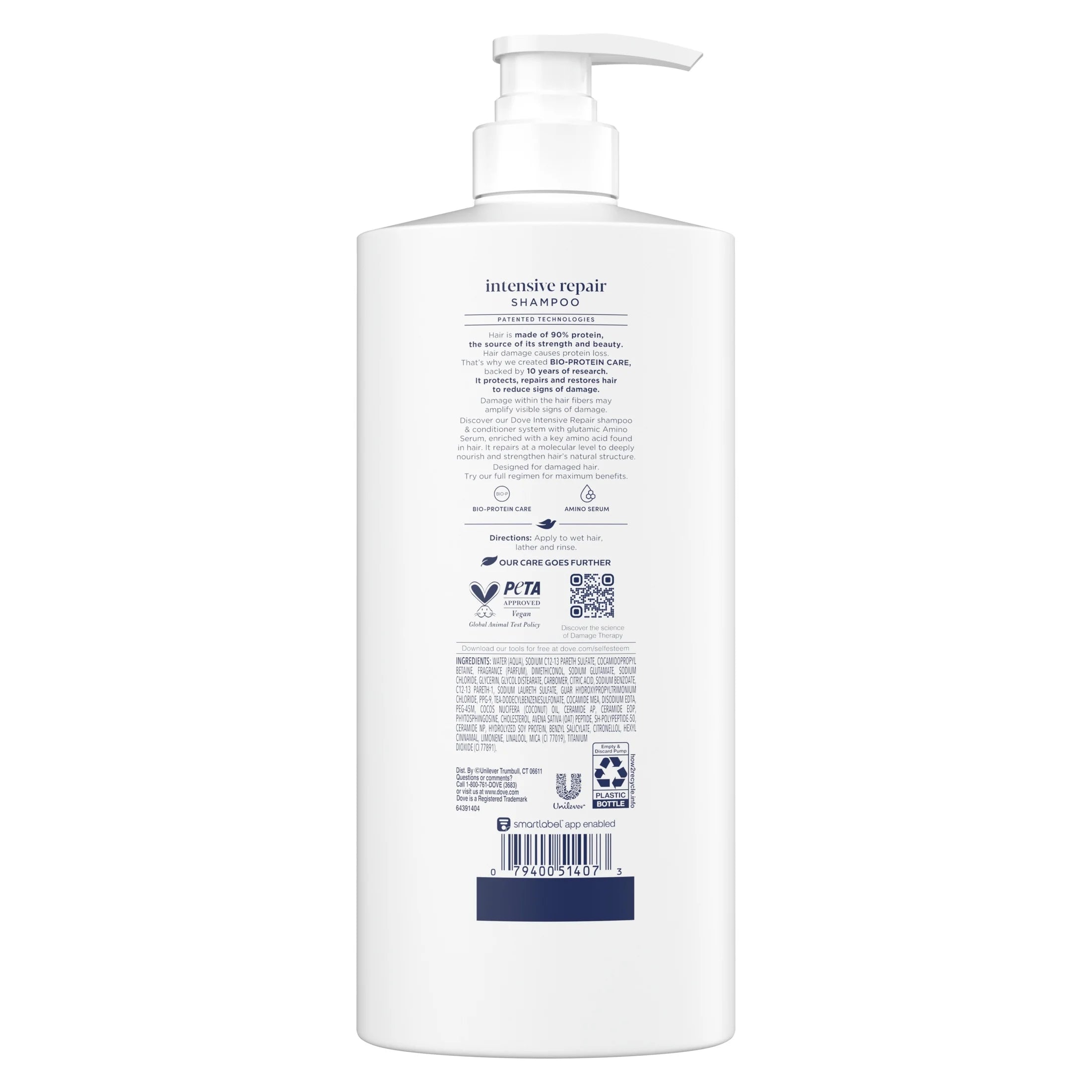 Dove Shampoo for Women Intensive Repair with Bio-Protein Care Technology and Amino Serum, 28 Oz