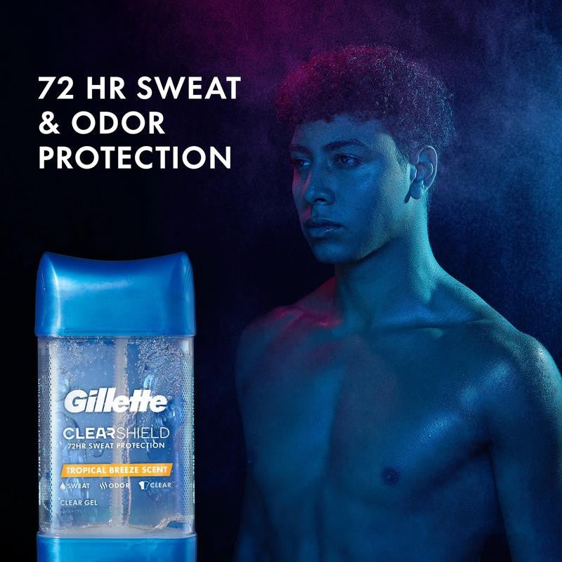 Clear Gel Antiperspirant and Deodorant for Men Tropical Breeze Scent 3.8 Oz