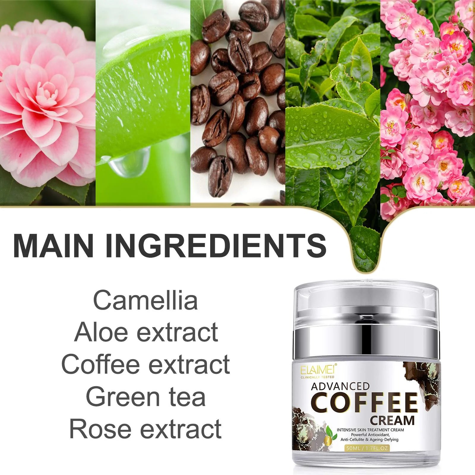 Advanced Coffee Cream for Face, anti Aging Moisturizer for Reducing Wrinkles, Firm, Tighten, Even Skin Tone, Day & Night Cream for Women and Men, 1.7 Fl.Oz