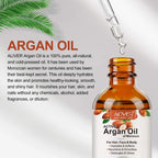 Argan Oil for Hair, Face & Skin from Morocco, Deep Hydration, Nourishes & Smoothes, 100% Pure & Natural, Cold Pressed, Cruelty Free, 2.02 Fl Oz