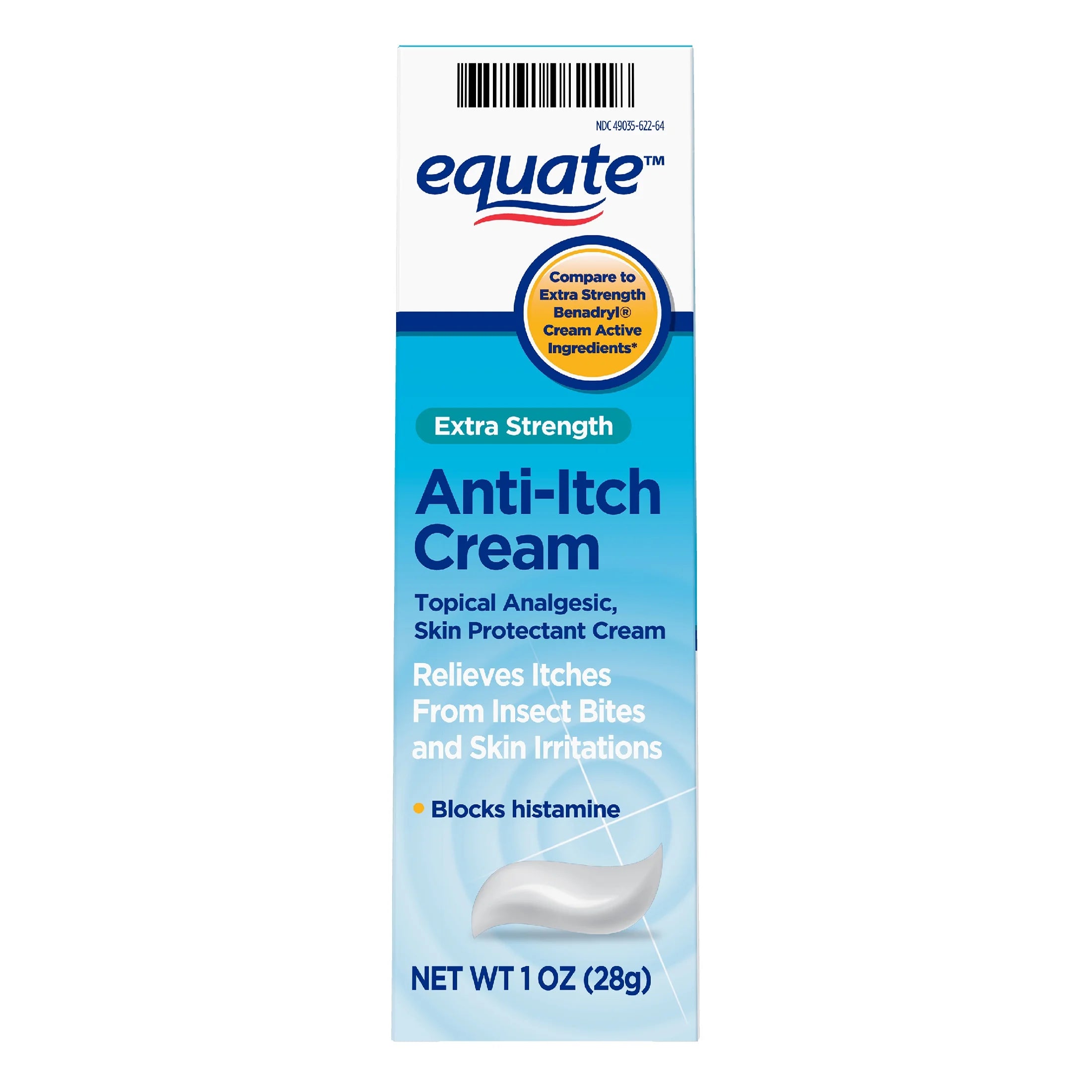 (3 Pack) Equate Extra Strength Anti-Itch and Skin Protectant Cream Diphenhydramine Hcl 2%, 1 Oz, Compare to Extra Strength Benadryl® Cream Active Ingredient