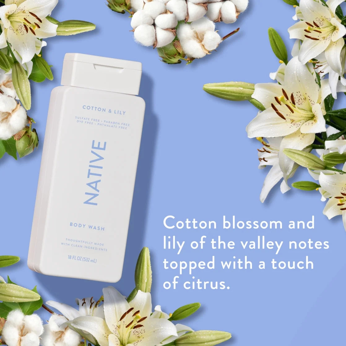 Native Cotton & Lily Body Wash 18Oz