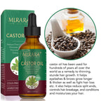Murara Organic Castor Oil for Hair Care,Fade Fine Lines and Wrinkles, Pure Cold Pressed Castor Oil for Hair,Eyelashs,Eyebrows,Face and Skin Care