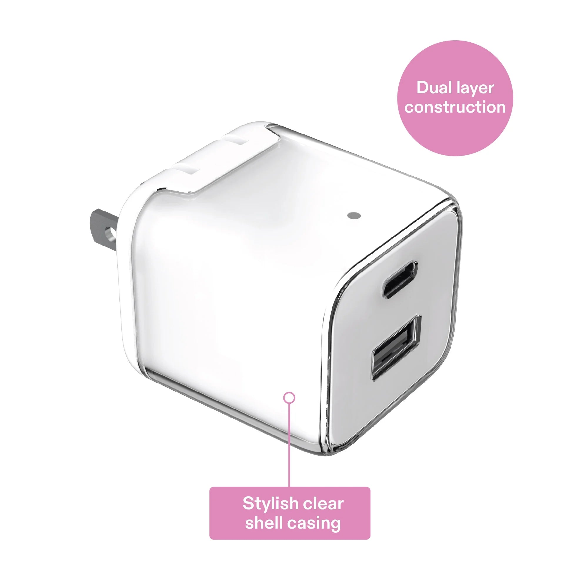 Onn 32W Dual-Port USB-C & USB-A Wall Charger, Fast Charging, USB-IF Certified, Foldable Plug, White – Compatible with Iphone, Ipad, Airpods, Samsung Galaxy, Note, Pixel & More