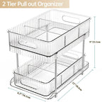 2 Pack Pull Out Bathroom Cabinet under Sink Organizers and Storage, 2 Tier Clear