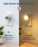 4-Pack LED Night Light Plug In,Nightlight Dusk to Dawn Auto on and Off, 360° Rot