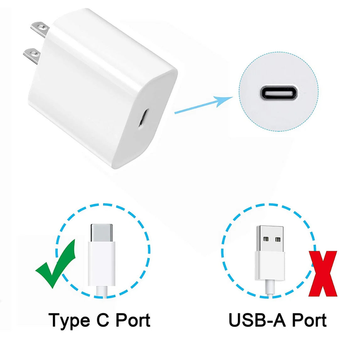 20W USB-C Fast Charger with Type-C Cable – Compatible with Iphone, Ipad & Android Devices