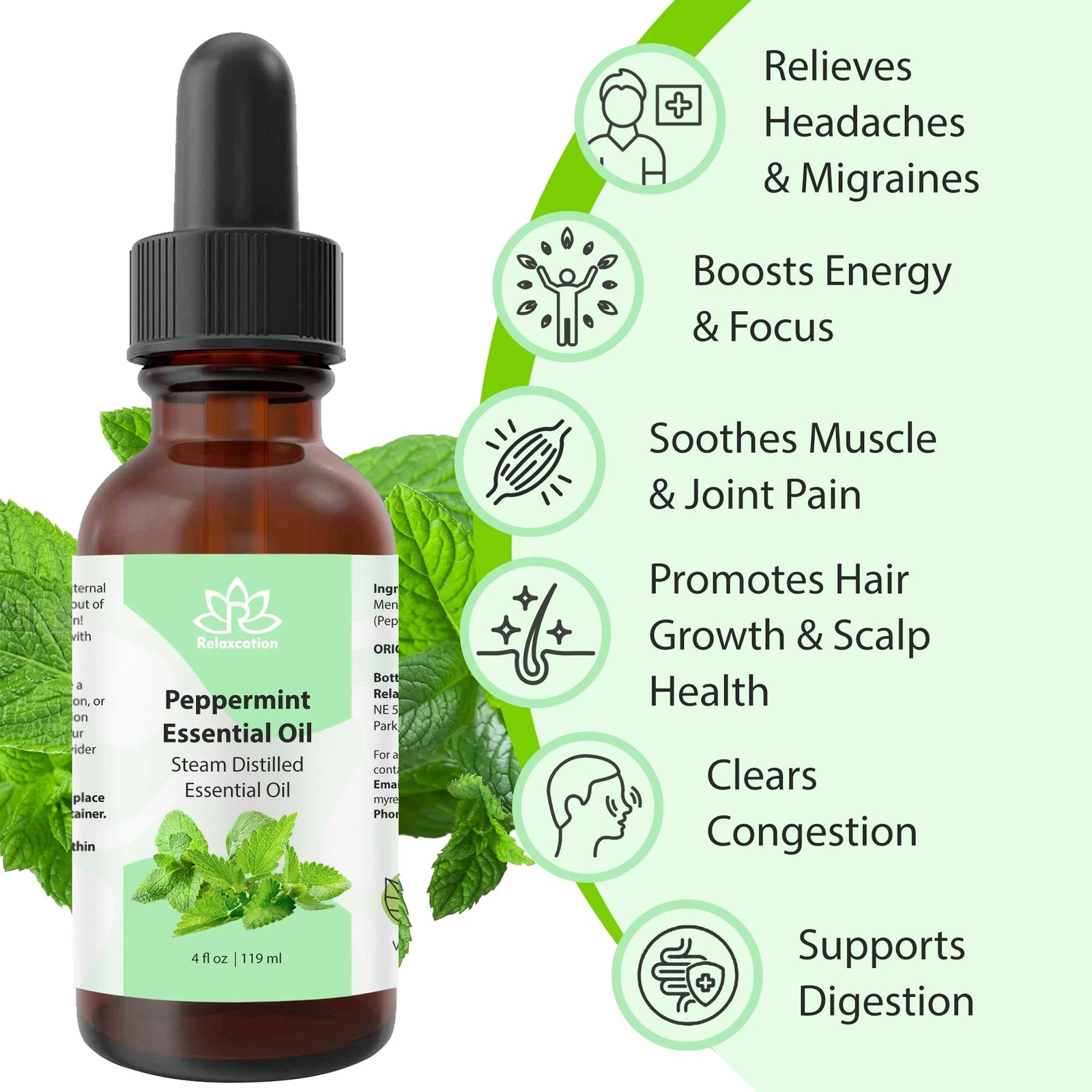 100% Pure Peppermint Essential Oil – Natural & Therapeutic Grade for Aromatherap
