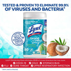 Lysol® Disinfectant Wipes, Multi-Surface Antibacterial Cleaning Wipes, for Disinfecting and Cleaning, Coconut & Sea Minerals, 80 Count