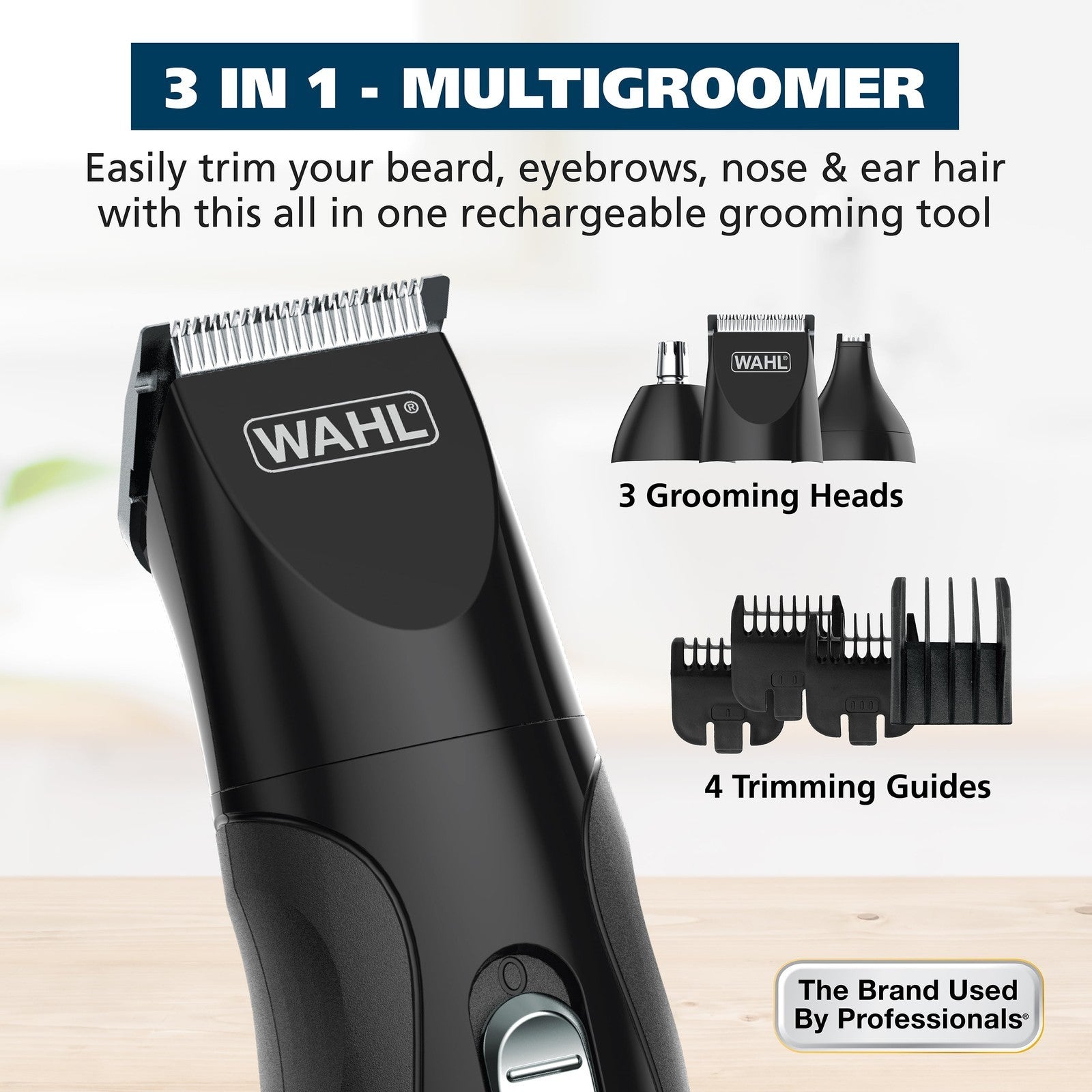 All in One Rechargeable Beard, Mustache, Detail Trimmer for Men, Black, 05644