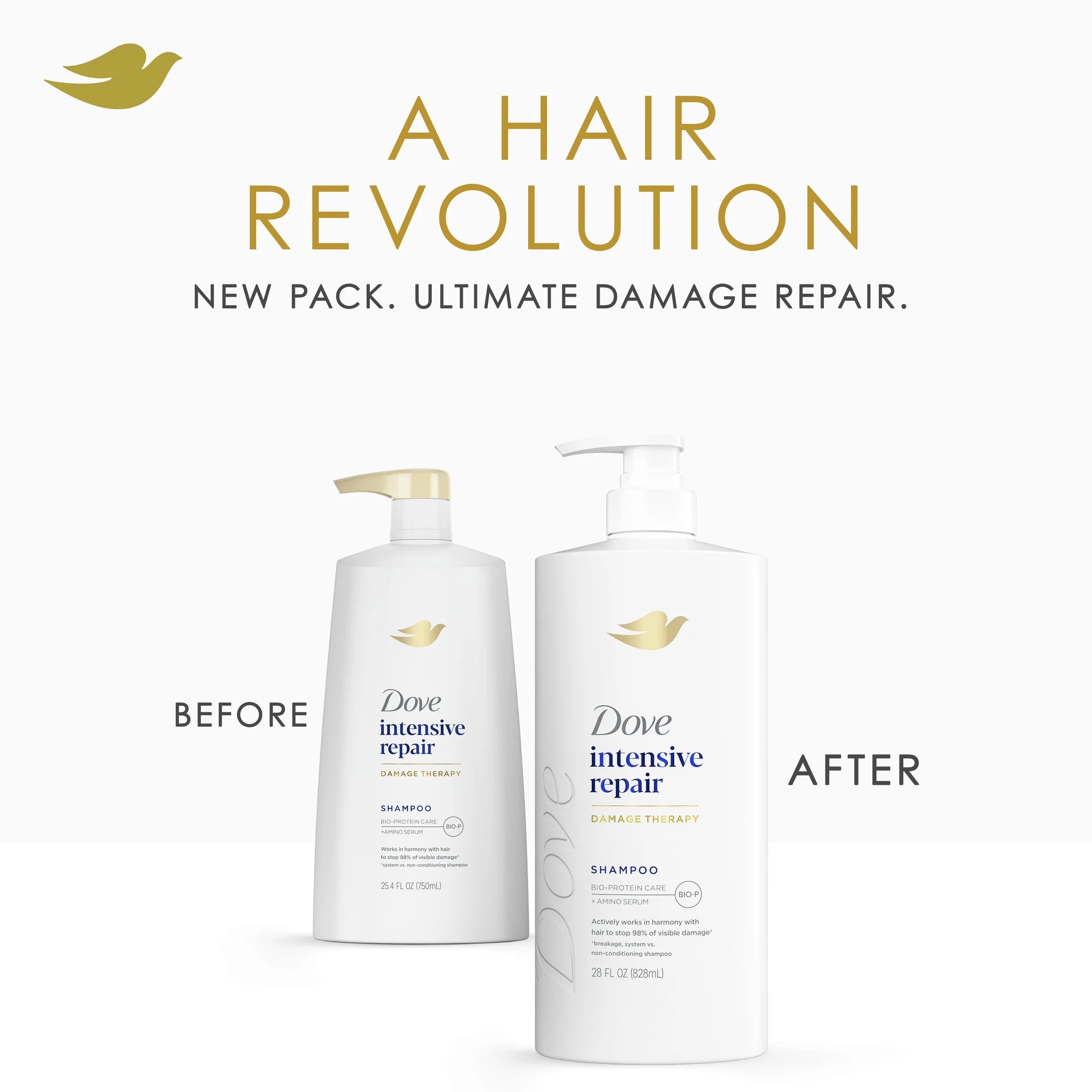 Dove Shampoo for Women Intensive Repair with Bio-Protein Care Technology and Amino Serum, 28 Oz