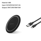 SHANLIDA 15W Fast Wireless Ultra-Thin Charger, Suitable for Iphone and Android Phones, Supports All QI Phones, Inductive Charging