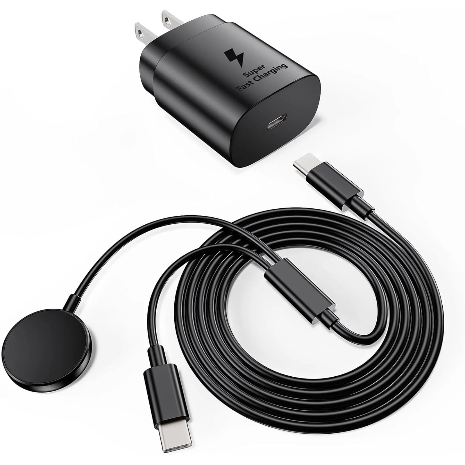 2 In1 Samsung Watch Charger,25W USB C Fast Charger Compatible with Galaxy Watch 7/6/6 Classic/5 Pro/5/4 /4 Classic/3/Active2/1 and Galaxys24/S23 /S22/21/20 Note/Z Fold 6(6Ft)