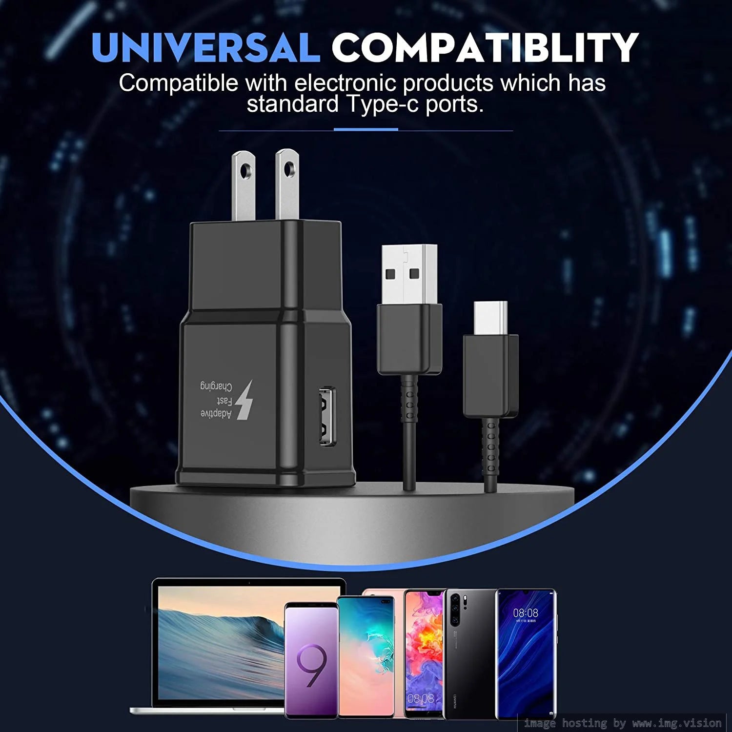 Adaptive Fast Charging Type C Android Phone Charger with Cable for Samsung Galaxy S10/ S9/S10 Plus/S9 Plus/S10E/S21/S21Plus/S21 Ultra/S20/S20 Plus/S20 Fe/S8/Note 20/Note 10/Note 9/ Note 8