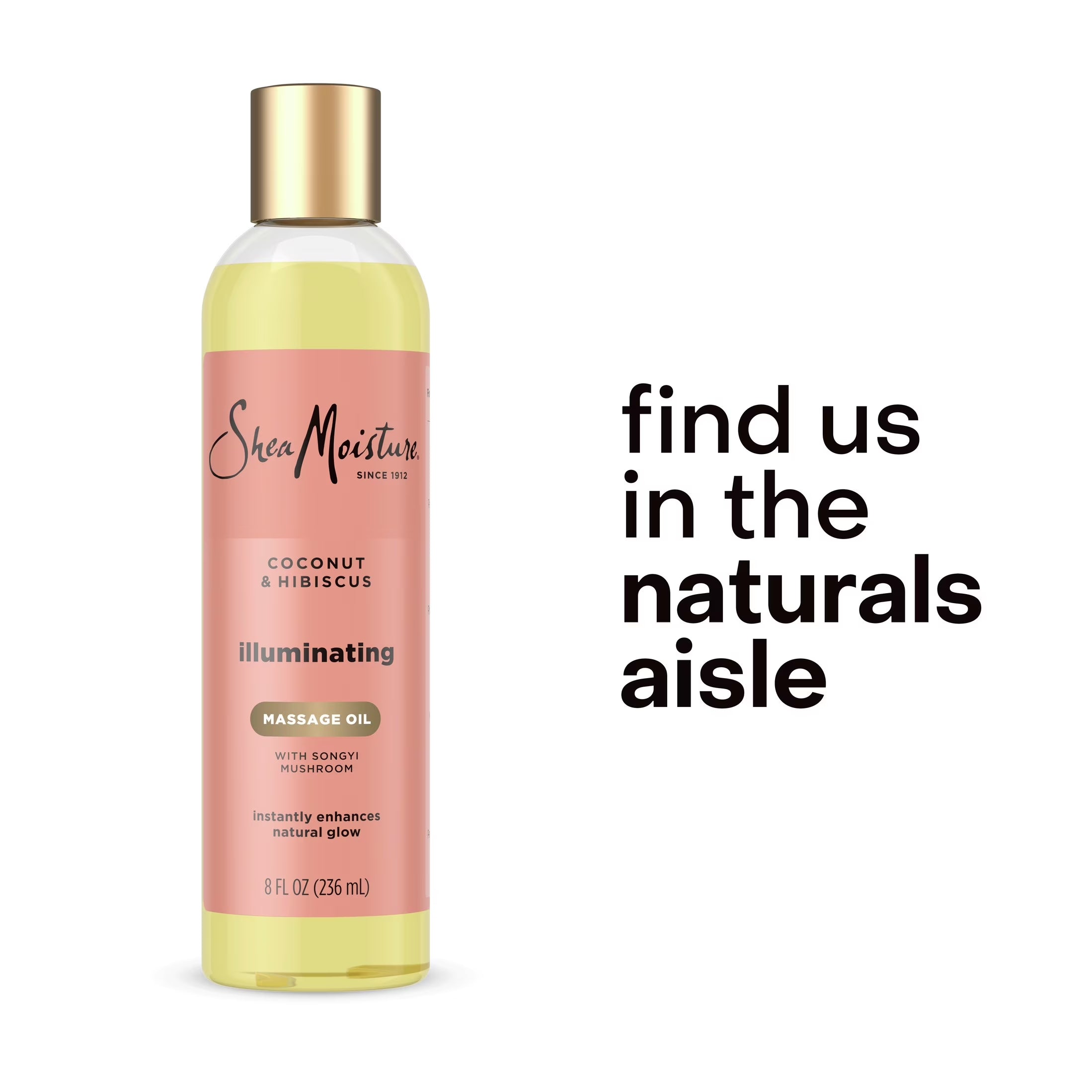 Sheamoisture Bath, Body & Massage Oil Coconut & Hibiscus for Dry Skin, 8 Oz