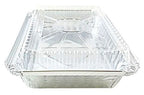 1 1/2 Lb. Oblong Shallow Aluminum Foil Take-Out Pan with Clear Dome Lid Disposab