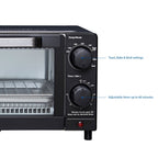 4 Slice Toaster Oven with 3 Settings, Includes Baking Rack and Pan, Black, New