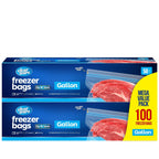 1 Gallon Freezer Bags, Double Zipper Seal - 100 Count, 2 Pack