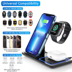 Wireless Charger, 3 in 1 Wireless Charging Station, Fast Charging Dock for Iphone 15/14/13/12/11/Pro/Xs/Sr/X/Se/Galaxy, 15W Wireless Charger Stand for Apple Watch Series 8/7/6/5/4/3/2/Airpods